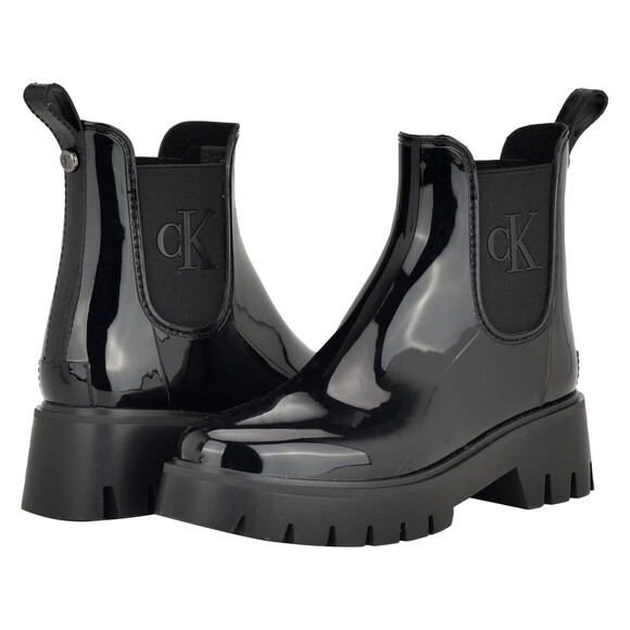 Women's Boots Calvin Klein Wende boots shoes black size 8M shine - Picture 1 of 16